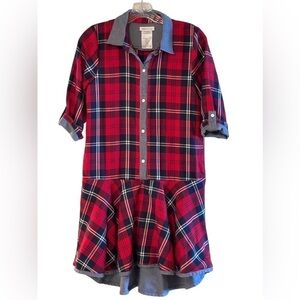 Bonnie Jean Plaid Dress Drop Waistline Juniors Multicolored  16